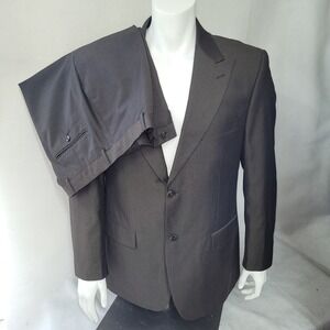 Lineage Milano Roma Men's 43R Blazer 37R Pants Brown Two Piece‎ Suit